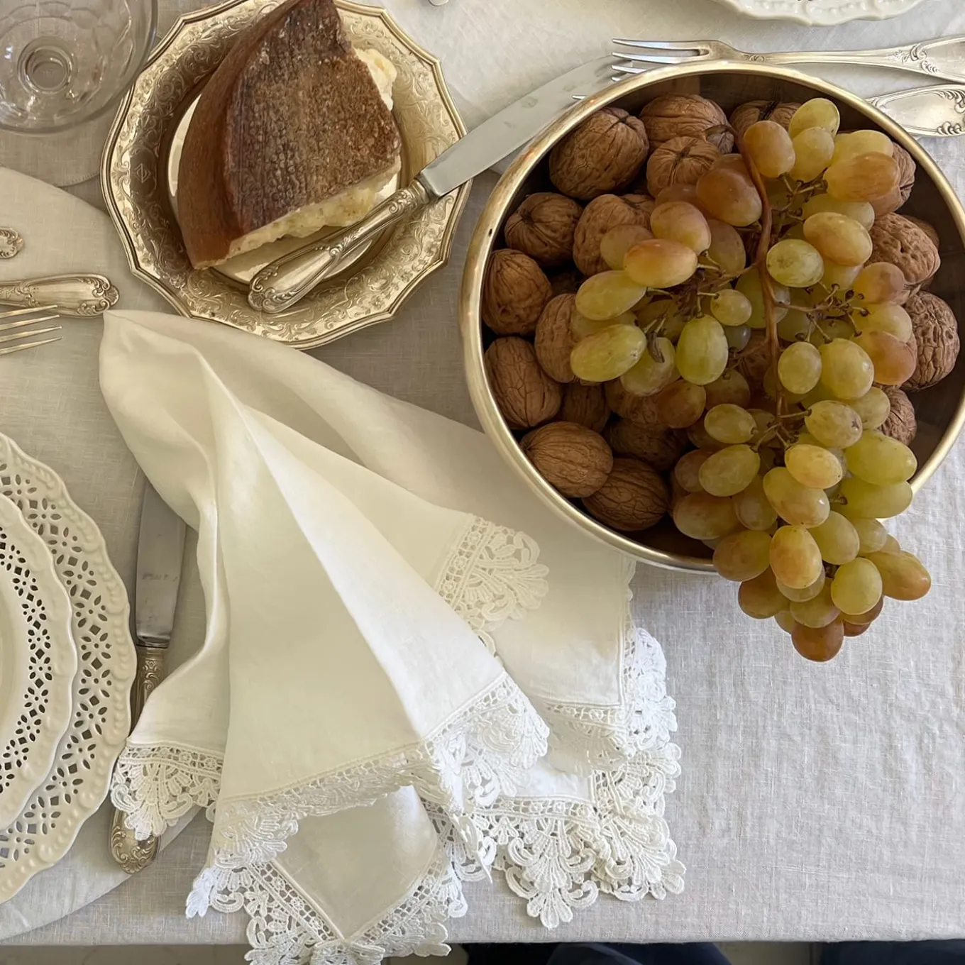 Set di 4 tovaglioli bianchi con pizzo siciliano