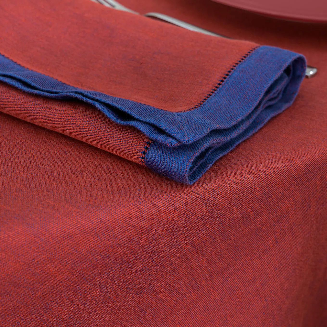 Set di 4 tovaglioli Boboli Marsala-Rosso e Blu