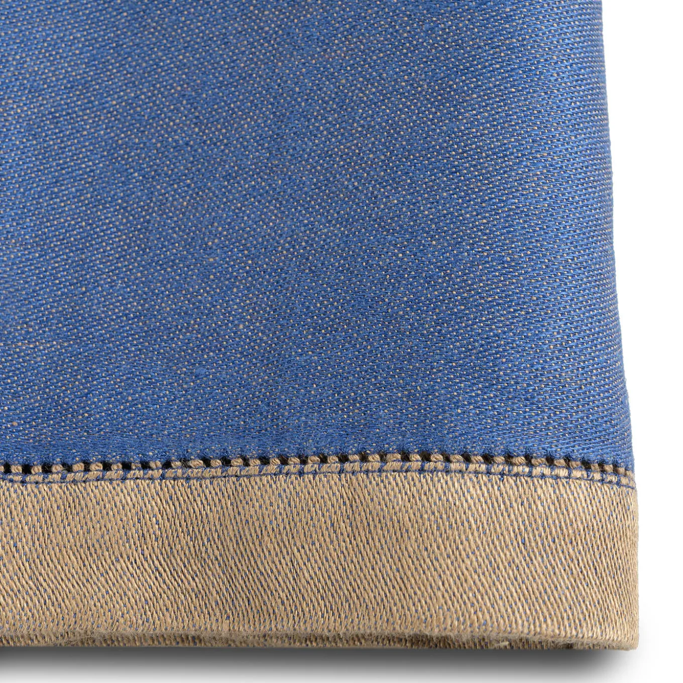 Set di 4 tovaglioli Boboli nocciola e blu