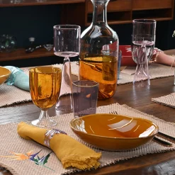 Set di 4 tovaglioli di lusso in puro lino Safran con frange a mano