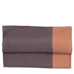 Set di 4 tovaglioli di lusso in lino rosa bicolore prugna-bronzo