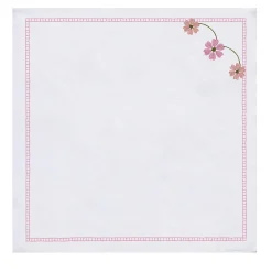 Set di 4 tovaglioli ricamati Margherita Rosa in lino