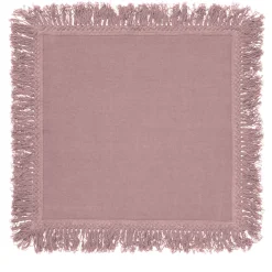 Set di 4 tovaglioli rosa vintage con lunghe frange