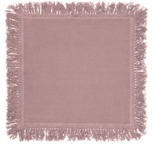 Set di 4 tovaglioli rosa vintage con lunghe frange