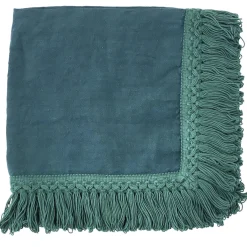 Set di 4 tovaglioli verde acqua con lunghe frange