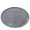 Set di 2 vassoi in ceramica grigia con bordo oro