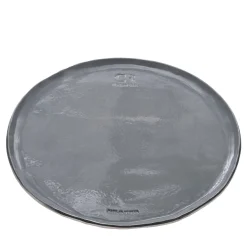 Set di 2 vassoi in ceramica grigia con bordo oro