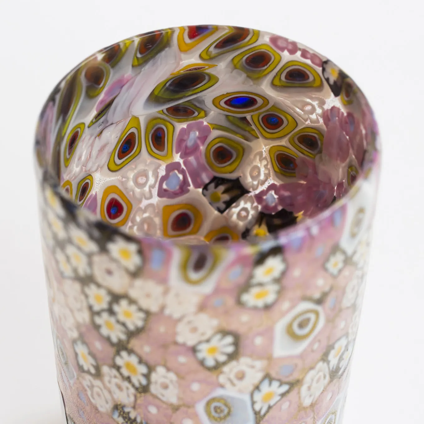 Set di bicchieri da acqua e vino di Murano oro e rosa per sei persone