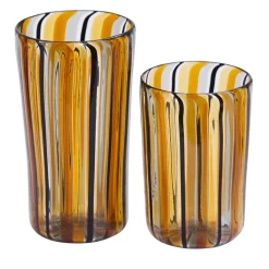 Set di bicchieri da acqua e vino in ambra di Murano per sei persone