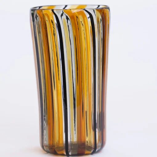 Set di bicchieri da acqua e vino in ambra di Murano per sei persone