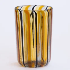 Set di bicchieri da acqua e vino in ambra di Murano per sei persone