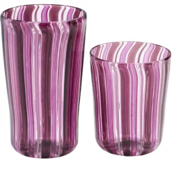 Set di bicchieri da acqua e da vino rosa di Murano per sei persone
