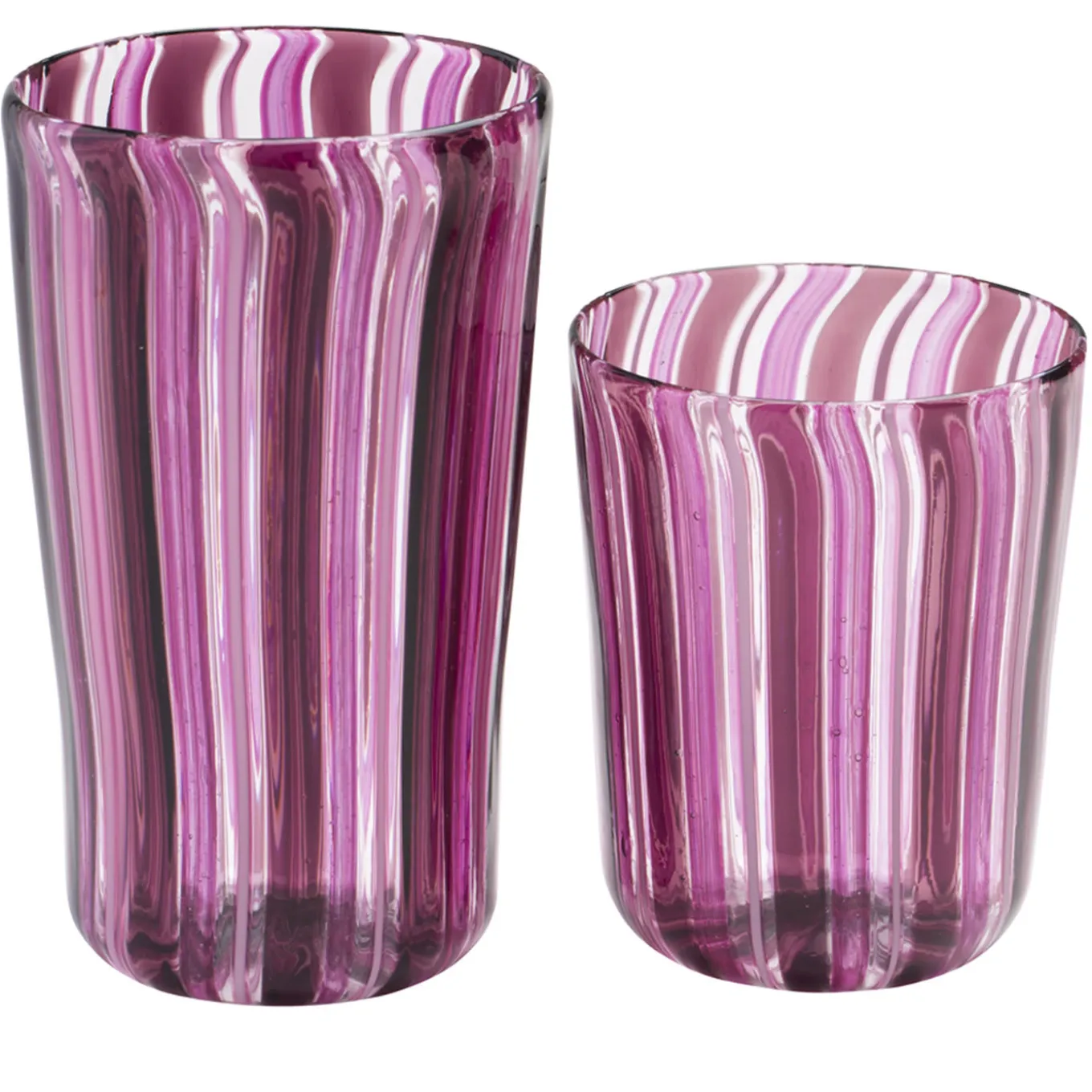 Set di bicchieri da acqua e da vino rosa di Murano per sei persone