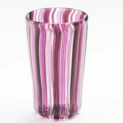 Set di bicchieri da acqua e da vino rosa di Murano per sei persone