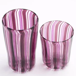 Set di bicchieri da acqua e da vino rosa di Murano per sei persone