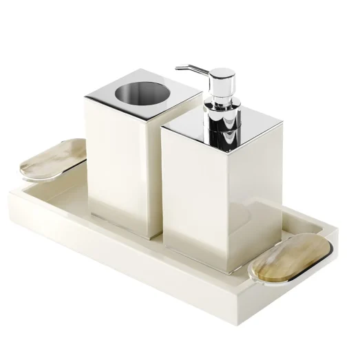 Set di dispenser per sapone e portaspazzolino Argentella Ivory