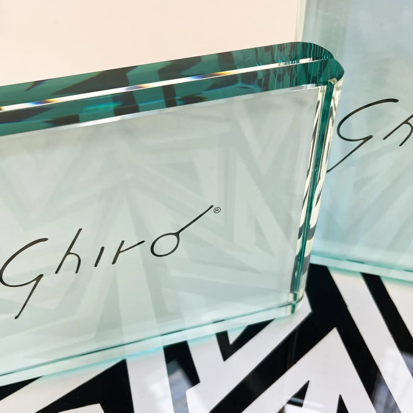 Set di due cornici per foto in cristallo acquamarina