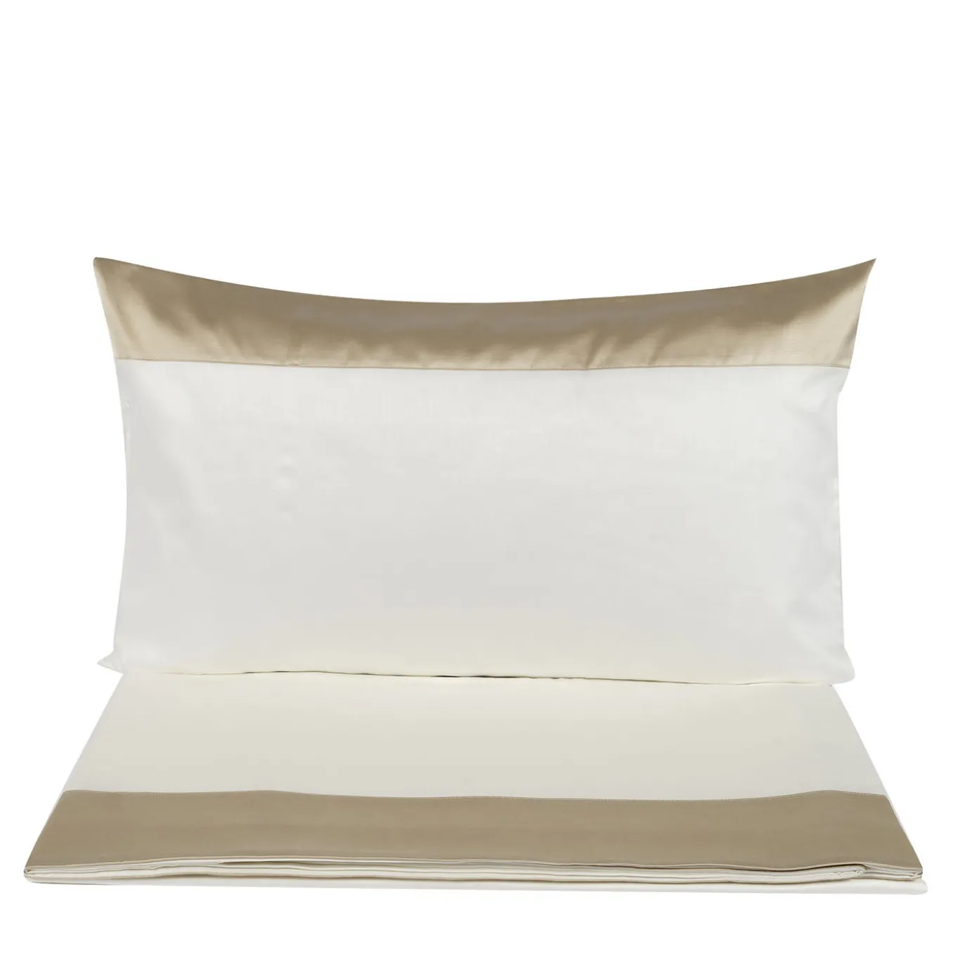 Set di lenzuola e due federe in raso di cotone beige Tivoli