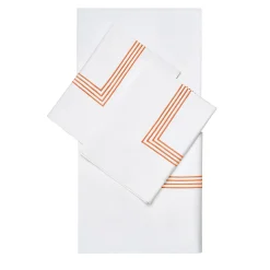 Set di lenzuola King US bianco e arancione di Four Generations
