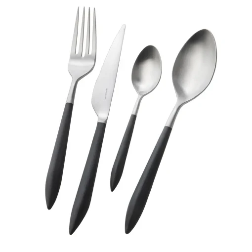 Set di posate Ares 24 pezzi in nero con scatola