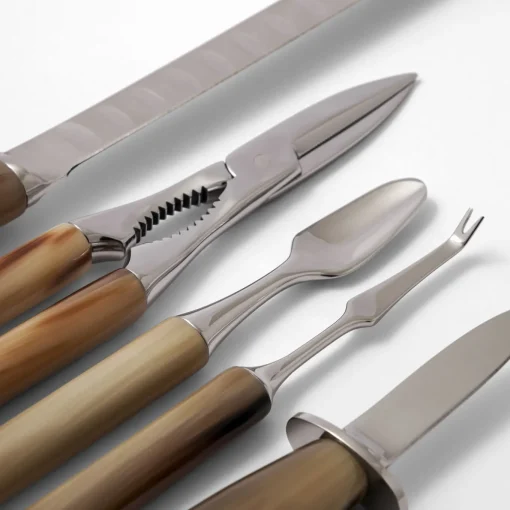 Set di posate Fish and Shellfish Deluxe in corno naturale
