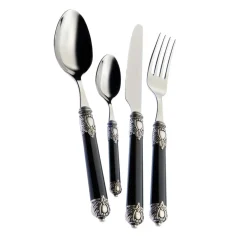 Set di posate Rinascimento 24 pezzi in nero con scatola