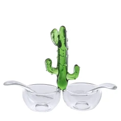 Set di sale e pepe Cactus di Portofino in vetro lavorato a mano