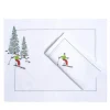 Set di tovagliette e tovaglioli ricamati a mano Ski #2