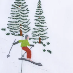 Set di tovagliette e tovaglioli ricamati a mano Ski #2