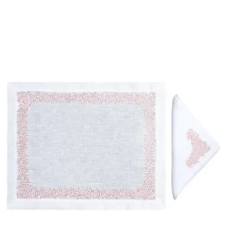 Set di tovagliette e tovaglioli in lino rosa Firenze rettangolare