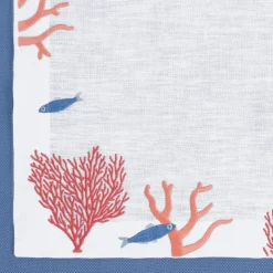 Set di tovagliette e tovaglioli in lino rettangolari Sardines