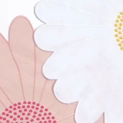 Set di tovagliette e tovaglioli a forma di margherita rosa