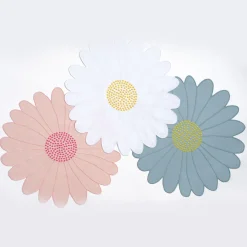 Set di tovagliette e tovaglioli a forma di margherita rosa