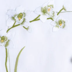 Set di tovagliette e tovaglioli rettangolari in lino Orchyd