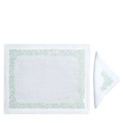 Set di tovagliette e tovaglioli in lino verde Firenze rettangolari