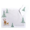 Set di tovagliette e tovaglioli rettangolari in lino con animali di montagna