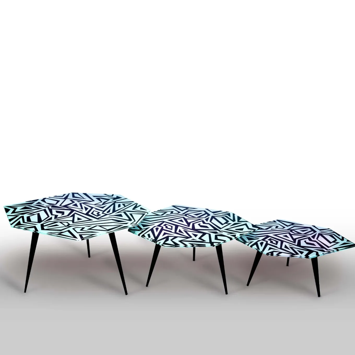 Set di tre tavolini Graffito