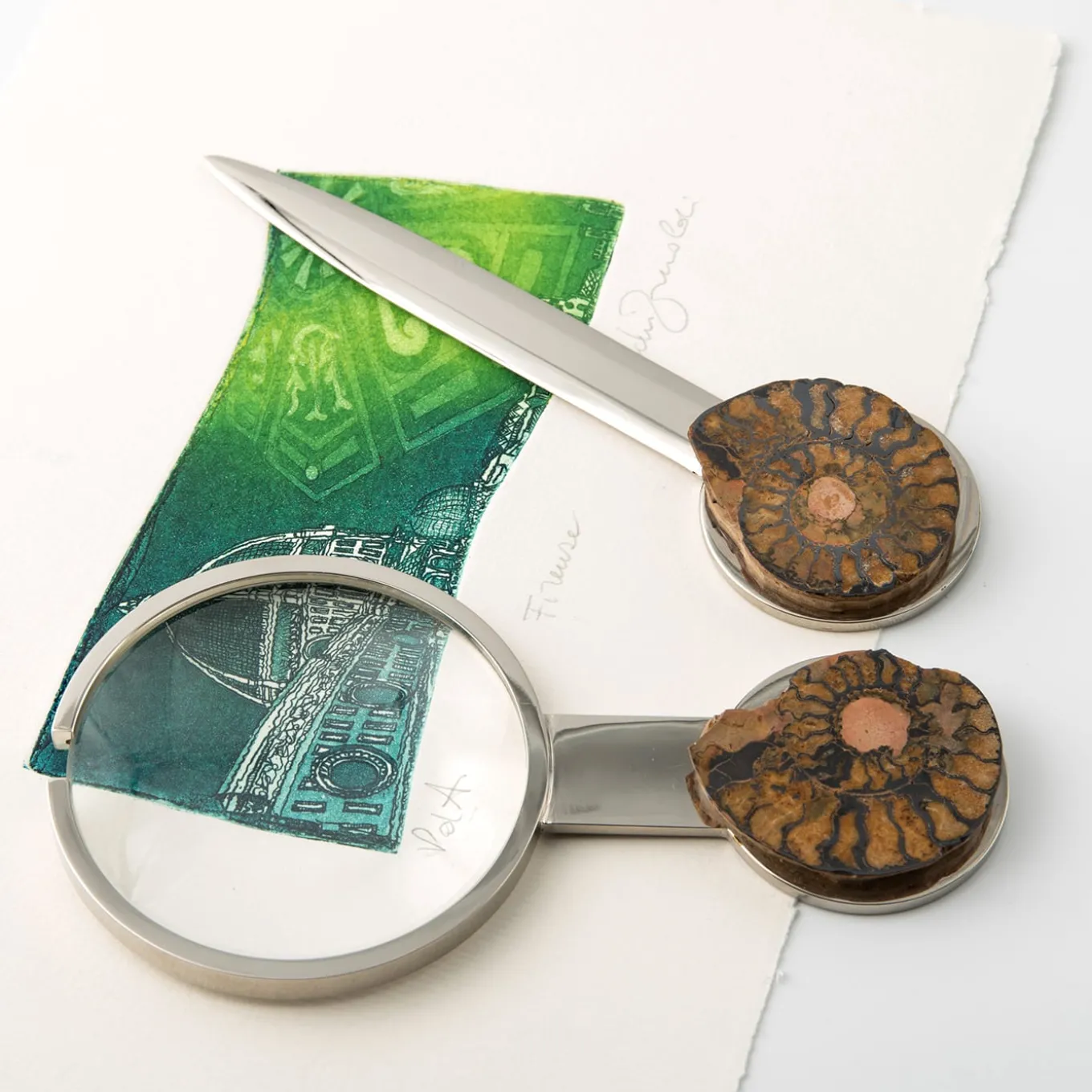 Set Fossiline di Coltello da Carta e Lente di Ingrandimento di Nino Basso #2