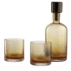 Set in vetro Murano Borealis Torse Amber con bottiglia e 2 bicchieri
