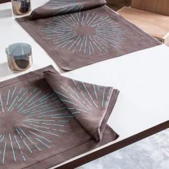 Set LUCE di Tovaglietta Noce e Turchese con Tovagliolo