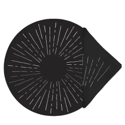 Set LUCE di Tovaglietta Rotonda Nero e Platino con Tovagliolo