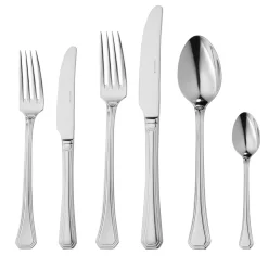 Set Posate 6 Pezzi Ottagonale in Acciaio Argentato