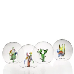 Sfera Decorativa Mini Oasis Verde con Fiori in Vetro