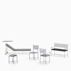 Sgabello Club blu in ferro battuto