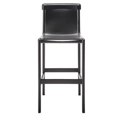 Sgabello da bar Burano/sg 30 in pelle nera di Balutto Associati