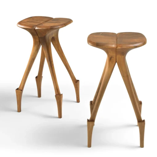 Sgabello da bar Giraffa in noce di Nigel Coates