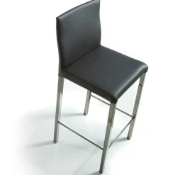 Sgabello da bar in pelle grigia Castelfranco