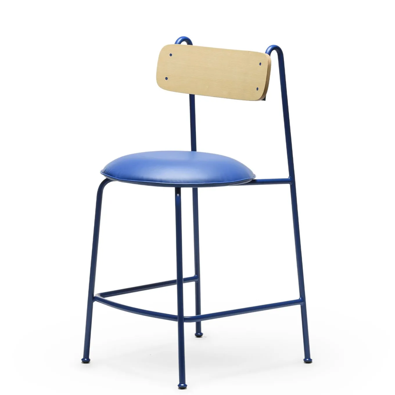Sgabello da bar Lena Sg-65 blu e frassino naturale di Designerd