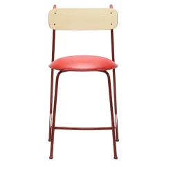 Sgabello da bar Lena Sg-65 rosso e frassino naturale di Designerd