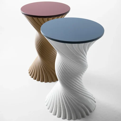 Sgabello e Tavolino Mini Tork Attorcigliato Beige